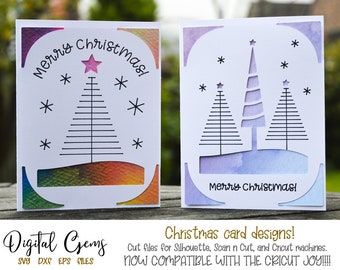 Christmas card designs. svg / dxf / eps files. Digital download. Compatible with Silhouette, Cricut, Cricut Joy, & Scan n Cut.