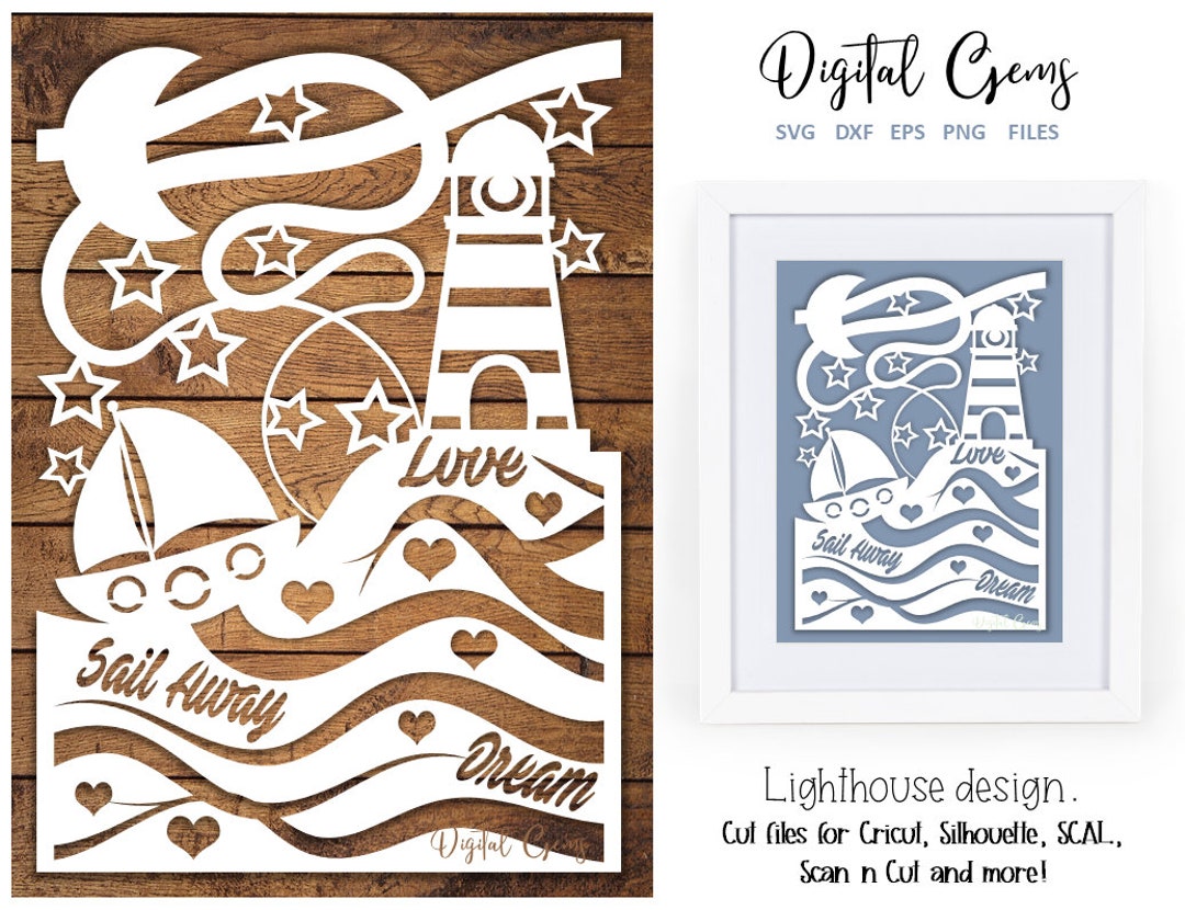 Lighthouse Paper Cut Design. Svg / Dxf / Eps Files and Pdf / Png ...
