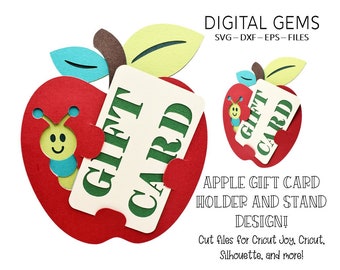 Gift card holder SVG | Apple, Teacher appreciation design. Digital download. Works with Cricut Joy / Explore / Maker and more!