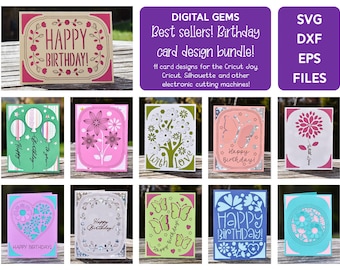 Birthday card bundle! svg / dxf / eps files. Digital download. Compatible with Silhouette, Cricut, Cricut Joy and more!