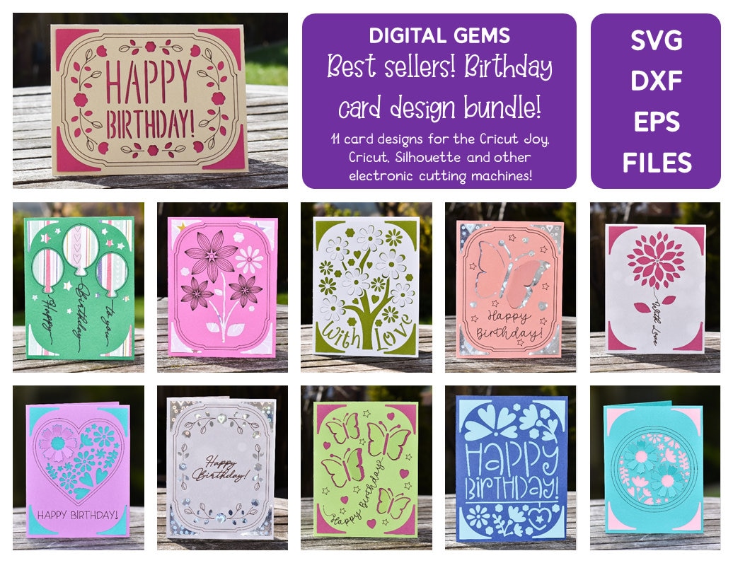 Download Birthday card bundle svg / dxf / eps files. Digital download. | Etsy
