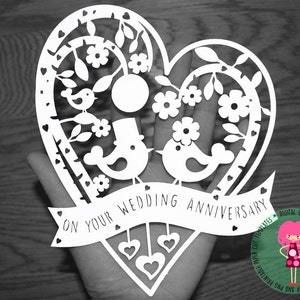 Anniversary paper cut svg / dxf / eps / files and pdf / png printable templates for hand cutting. Digital download.