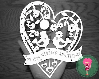 Anniversary paper cut svg / dxf / eps / files and pdf / png printable templates for hand cutting. Digital download.