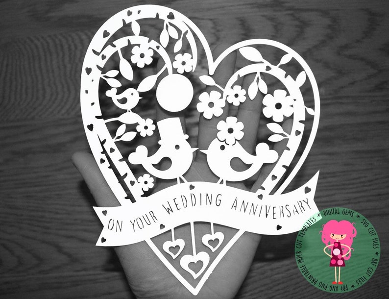 Anniversary paper cut svg / dxf / eps / files and pdf / png | Etsy