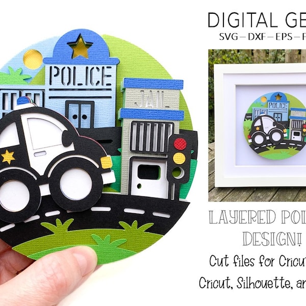 Police shadow box SVG | Digital download. Works with Cricut Joy / Explore / Maker and more!