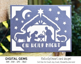 Nativity, Christmas insert card design. Digital download, Cricut Joy / Cricut / Silhouette / Scan n Cut design. svg / dxf files.