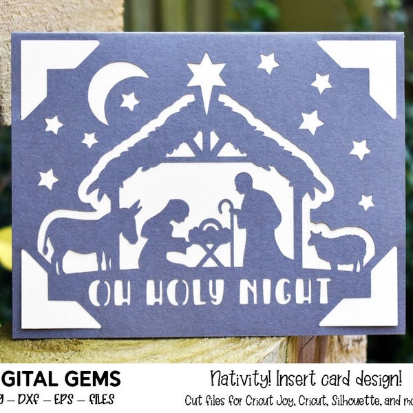 Nativity, Christmas insert card design. Digital download, Cricut Joy / Cricut / Silhouette / Scan n Cut design. svg / dxf files.