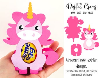 Unicorn egg holder design, Easter svg / dxf / eps files. Digital download. Compatible with Silhouette, Cricut, SCAL, and Scan n Cut.