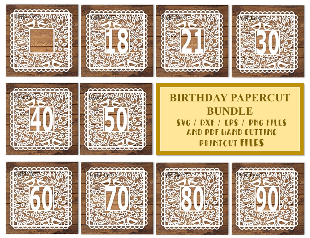 Birthday Paper Cut Designs. Svg / Dxf / Eps / Png Files and Pdf / Png ...