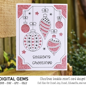 Diseño de tarjeta de inserción de adorno navideño. Descarga digital, diseño de Cricut Joy, Cricut, Silhouette y Scan n Cut. Archivos svg y dxf.