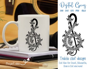 Nuta klucz wiolinowy pliki svg / dxf / eps / png. Pobierz. Zgodny z Silhouette, Cricut, SCAL, Scan n Cut.