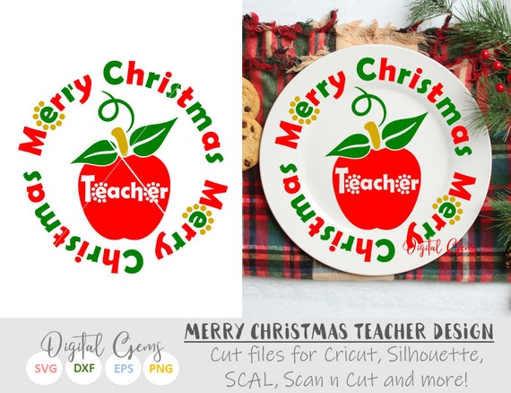 Download Merry Christmas Teacher svg / dxf / eps files. Digital | Etsy