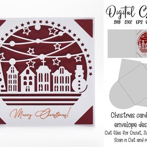 Diseño de tarjeta navideña. Archivos svg/dxf/eps. Descarga digital. Compatible con Silhouette, Cricut y Scan n Cut.