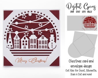 Weihnachtskarten gestalten. svg/dxf/eps-Dateien. Digitaler Download. Kompatibel mit Silhouette, Cricut, & Scan n Cut.