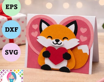 Fox Love Card SVG – Digital Download