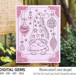 Gnome, design per biglietti di auguri natalizi. Download digitale, design Cricut Joy / Cricut / Silhouette / Scan n Cut. file svg / dxf.
