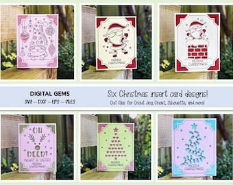 Christmas cards, Merry Christmas Insert card bundle! SVG files. Digital download. Works with Silhouette, Cricut, Cricut Joy and more!