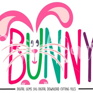 Bunny Rabbit svg / dxf / eps / png-bestanden. Digitale download. Compatibel met Cricut- en Silhouette-machines. Klein commercieel gebruik ok.