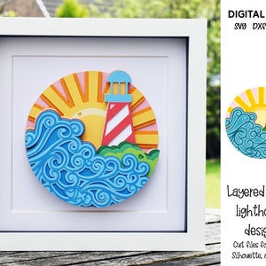 Leuchtturm, Schichtpapier Design svg / dxf / eps Dateien. Digitaler Download. Funktioniert mit Silhouette, Cricut und mehr!