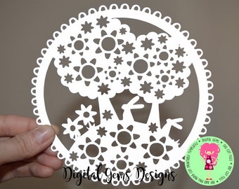 Bunny Paper Cut Template SVG / DXF Cutting Files For Cricut Design Space / Silhouette Studio & Printable Cut Your Own File Download