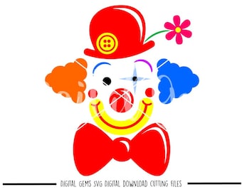 Clown svg / dxf / eps / png files. Digital download. Compatible with Cricut and Silhouette machines. Small commercial use ok.