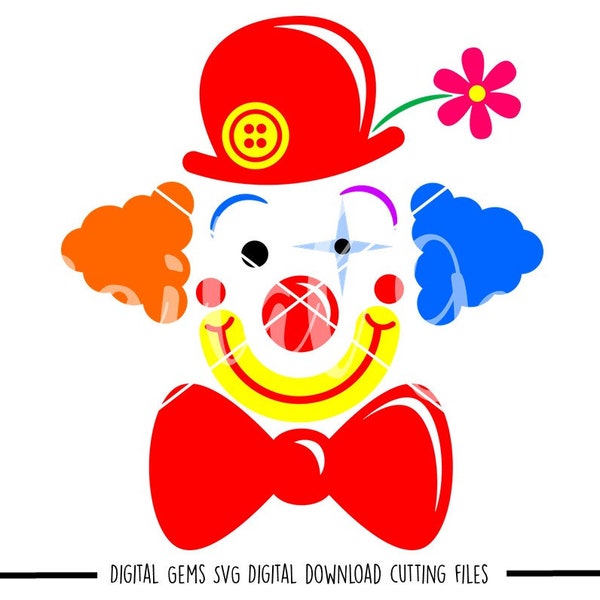 Fichiers Clown svg / dxf / eps / png. Téléchargement numérique. Compatible avec les machines Cricut et Silhouette. Petite utilisation commerciale ok.