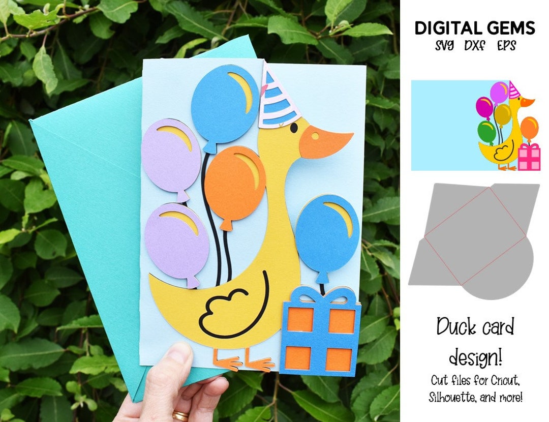 Ente Geburtstag / Weihnachten / Babypartykarte & Umschlag svg / dxf ...