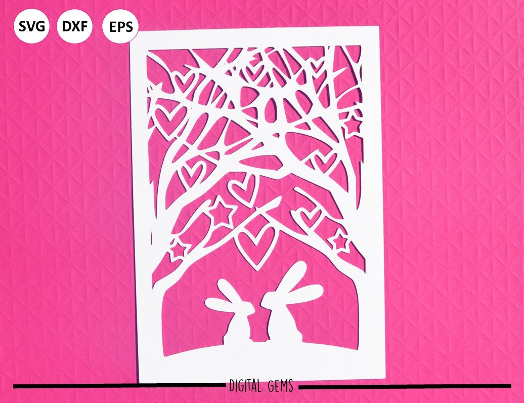 Rabbit Paper Cut Design - SVG, DXF, EPS Files & Pdf / Png