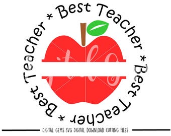 Beste leraar apple svg / dxf / eps / png-bestanden. Digitale download. Compatibel met Cricut en Silhouette machines. Kleine commerciële gebruiken ok