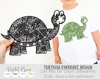 Zentangle Tortoise paper cut svg / dxf / eps / files and pdf / png printable templates for hand cutting. Download. Small commercial use ok