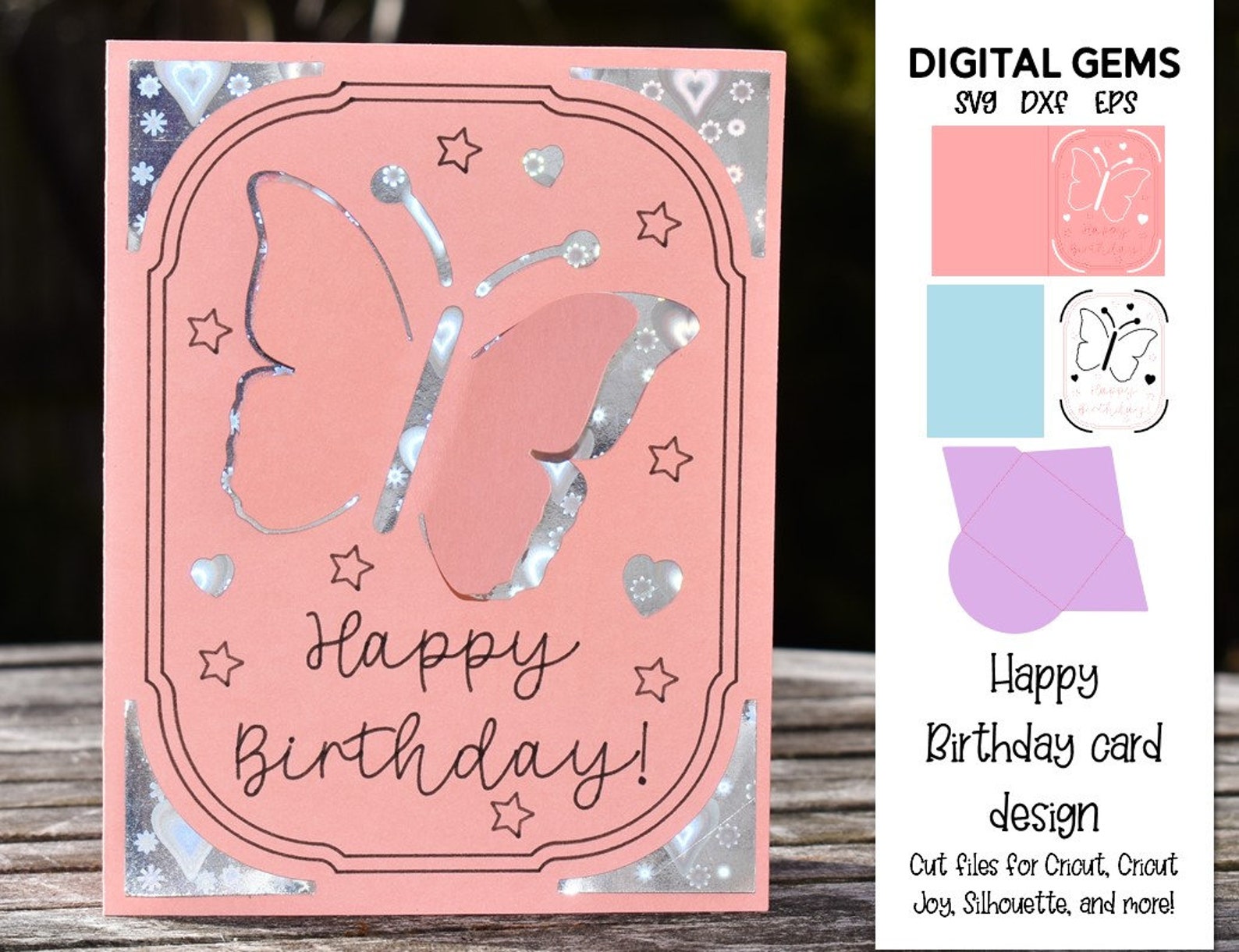 Happy Birthday Butterfly Cricut Joy card design. svg / dxf ...
