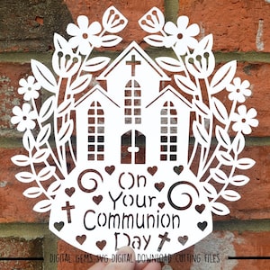 Papier de communion découpé fichiers svg / dxf / eps et modèles imprimables pdf / png pour une découpe à la main. Téléchargement numérique. Petite utilisation commerciale ok