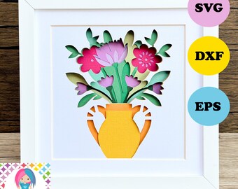 Flower Shadowbox SVG: 3D Layered Paper Cut File (Digital Download)