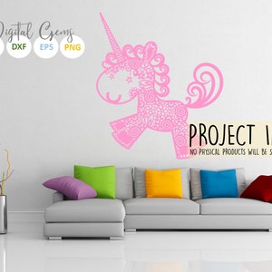 K&ouml;nnte beinhalten: Eine rosa Einhorn-Silhouette mit filigranen Details, perfekt f&uuml;r Bastelprojekte. Das Bild enth&auml;lt den Text "PROJECT IDEA! NO PHYSICAL PRODUCTS WILL BE SENT TO YOU!"