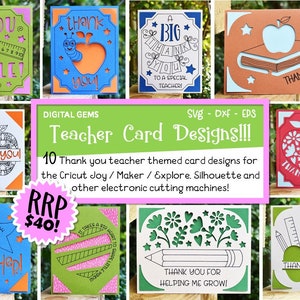 Danke Lehrer-Kartenpaket! svg/dxf/eps-Dateien. Digitaler Download. Kompatibel mit Silhouette, Cricut, Cricut Joy und mehr!