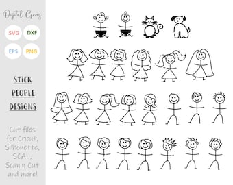 Stick people svg / dxf / eps / png files. Digital download. Compatible with Cricut, Silhouette, SCAL, Scan n Cut. Small commercial use ok.