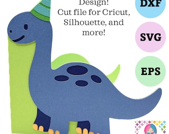 Dinosaur Birthday Card SVG: Layered Dino Design (Digital Download)