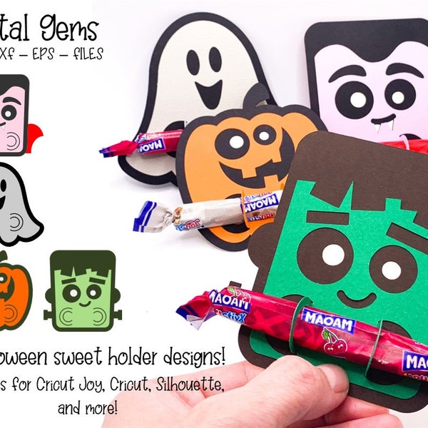 Sweet Candy holder SVG files | 4 Halloween designs. Digital download. Works with Cricut Joy / Explore / Maker and more!