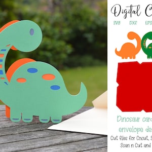 Birthday card, kids, Dinosaur design svg / dxf / eps files. Digital download. Compatible with Silhouette, Cricut, SCAL, and Scan n Cut.