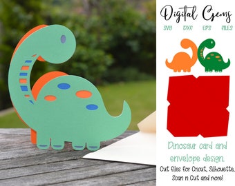 Birthday card, kids, Dinosaur design svg / dxf / eps files. Digital download. Compatible with Silhouette, Cricut, SCAL, and Scan n Cut.