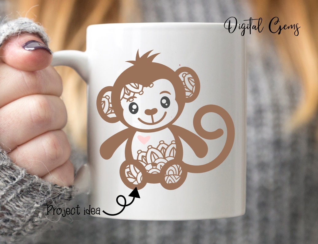 Monkey Svg / Dxf / Eps / Png Files. Digital Download. | Etsy UK