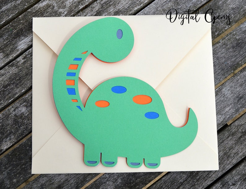 Download Birthday card kids Dinosaur design svg / dxf / eps files. | Etsy