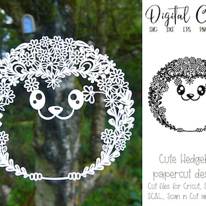 Disegno di taglio della carta a riccio. svg / dxf / eps / file png e modelli stampabili pdf / png per il taglio a mano. Download digitale.