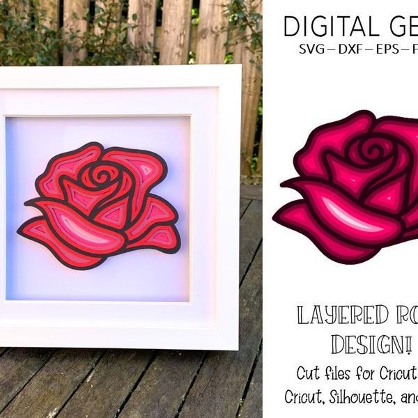 Rose shadow box SVG | Digital download. Works with Cricut Joy / Explore / Maker and more! Rose shadow box SVG | Digital download. Works with Cricut Joy / Explore / Maker and more!