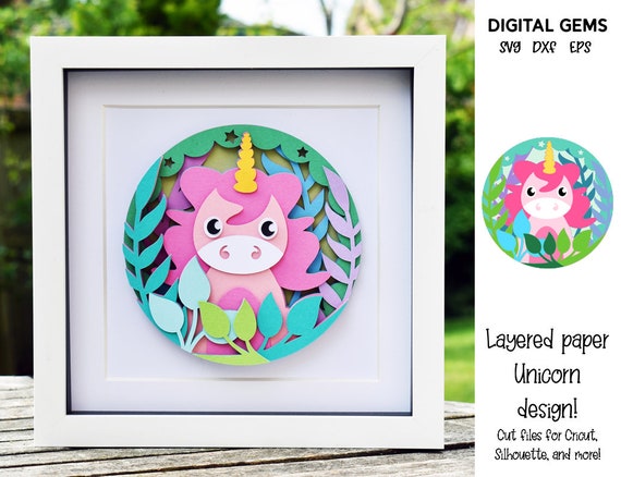 Unicorn Layered SVG Cut File | 3D Paper Craft Template | Digital Download for Cricut, Silhouette, Scan n Cut | Cardstock Crafts