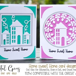 Home sweet home, créations de cartes de pendaison de crémaillère ! Fichiers svg/dxf/eps. Téléchargement numérique. Fonctionne avec Silhouette, Cricut, Cricut Joy et Scan n Cut