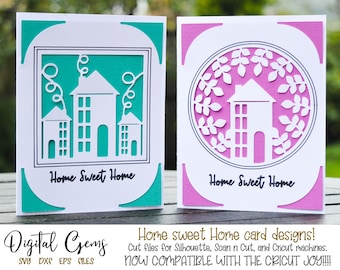 Lar doce lar, designs de cartões de inauguração! arquivos svg/dxf/eps. Baixar digitais. Funciona com Silhouette, Cricut, Cricut Joy e Scan n Cut