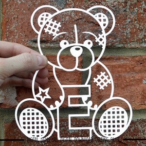 Ours en peluche lettre E papier découpé svg/dxf/eps/fichiers et modèles imprimables pdf/png pour la découpe à la main. Télécharger. Utilisation commerciale ok.