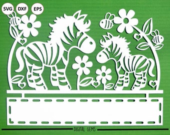 Zebra paper cut svg / dxf / eps / files and pdf / png printable templates for hand cutting. Digital download. Commercial use ok.