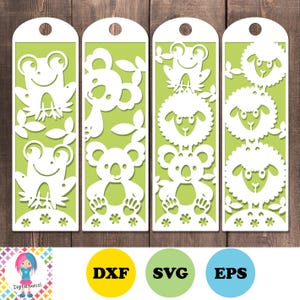 Bookmark SVG, Instant download, Animal designs. Digital download. Works with Cricut, Silhouette, Scan n Cut! Frog, Sheep, Koala bookmarks.